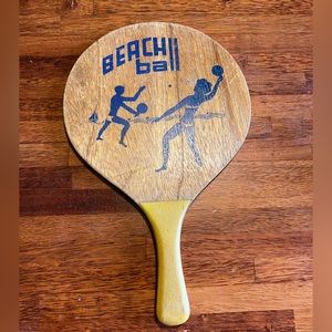 Vintage Wooden Beach Ball Paddle Cottage Decor